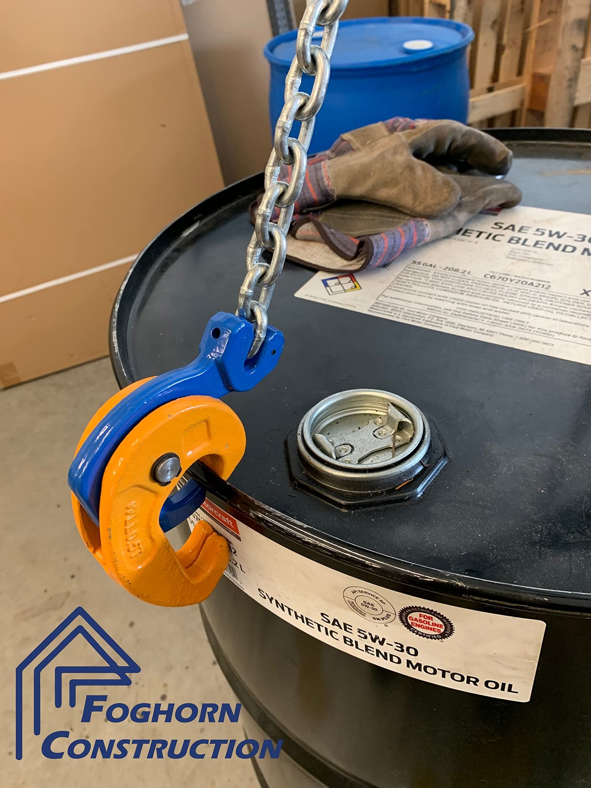 55 Gallon Drum Lifting Chain Hoist with 1 Ton Capacity – Webbing Sling…