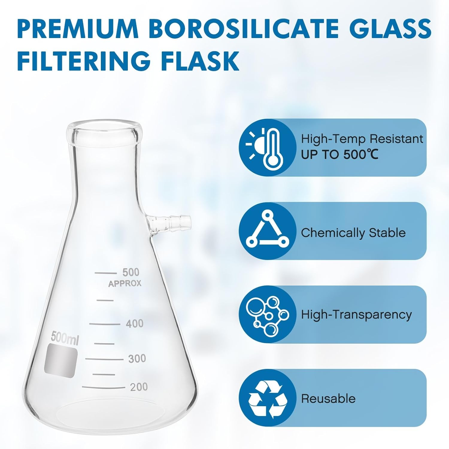 500 mL Buchner Funnel Filtering Vacuum Filtering Flask w/ Handheld Vacuum Pump