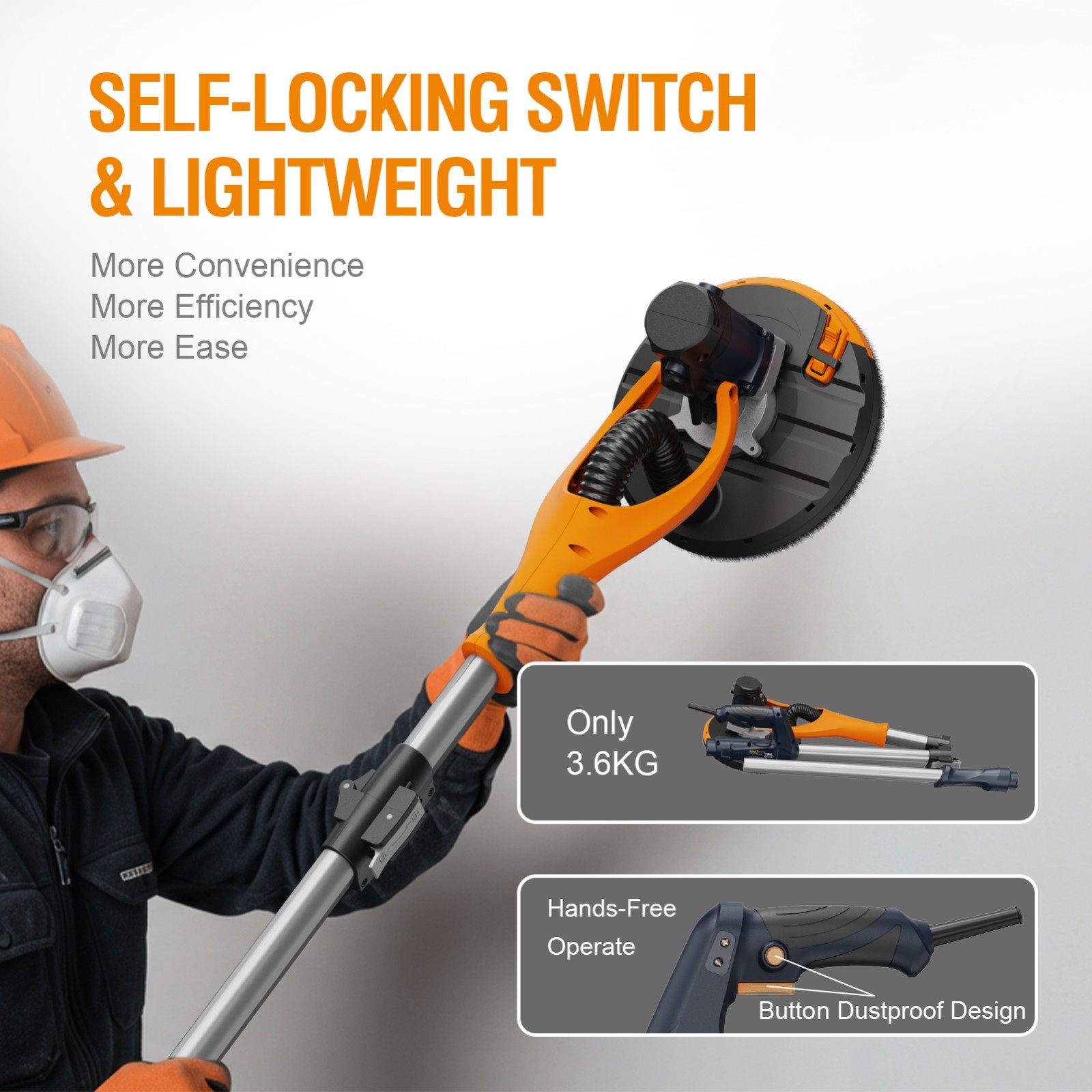 MAXXT Drywall Sander 5 Speed Foldable 800-1700RPM 6 Sandpapers Bag AUS Plug