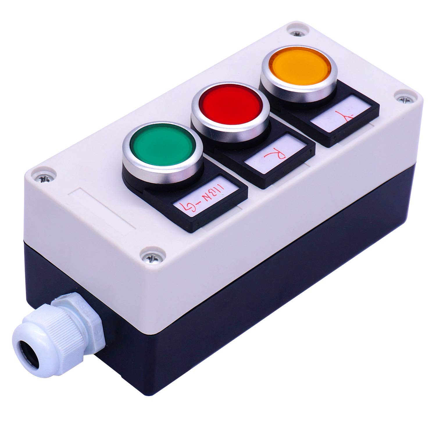 Momentary Push Button Switch Station 22Mm 1NO 1NC Pushbutton Switches Box Red Ye