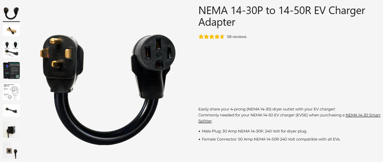 1 NEW NEOCHARGE GA-1430P-1450R 14-30P-14-50R EV CHARGER ADAPTER NIB *MAKE OFFER*