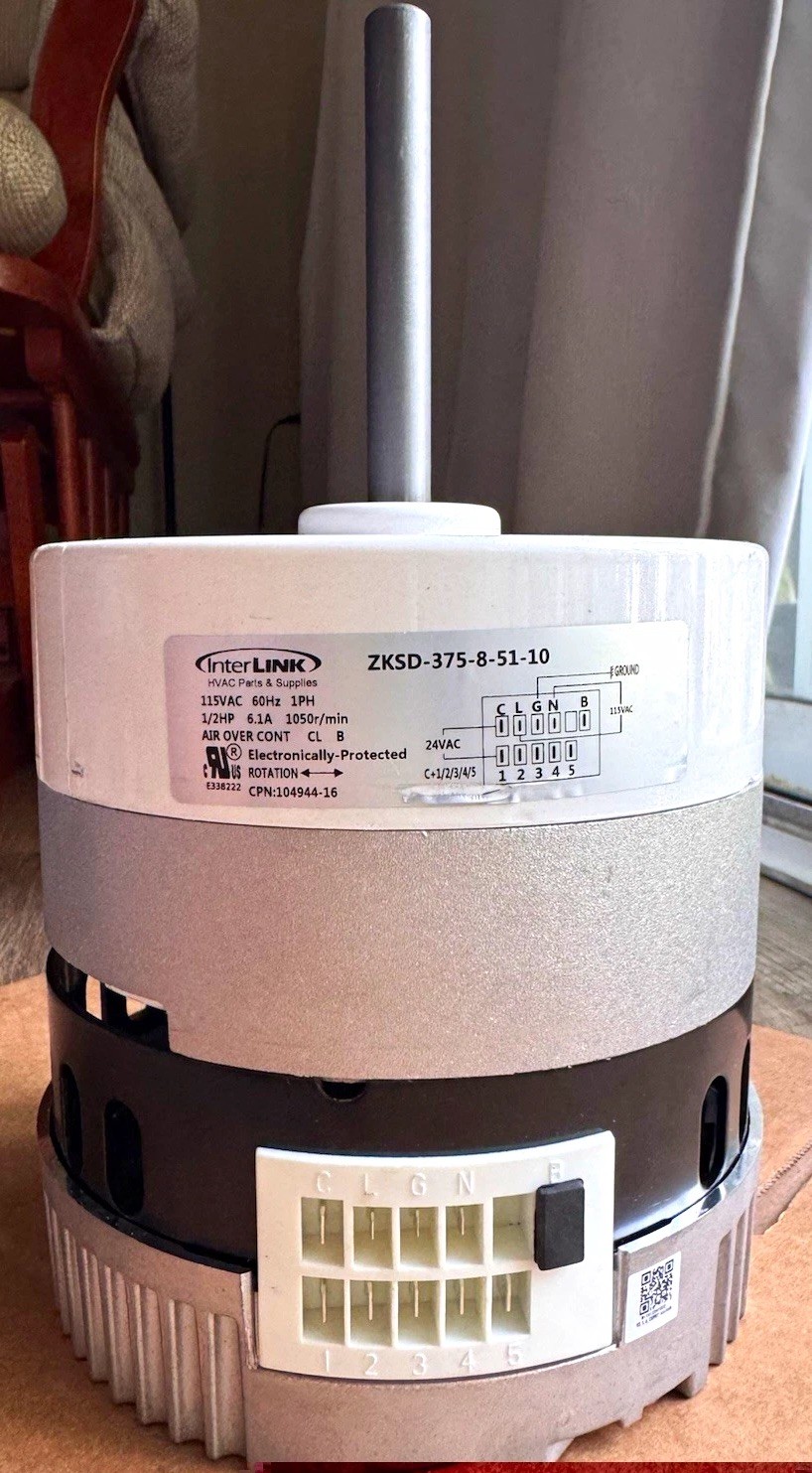 InterLINK Programmable HVAC Motor 1/2HP 115VAC 6.1A ZKSD-375-8-51-10