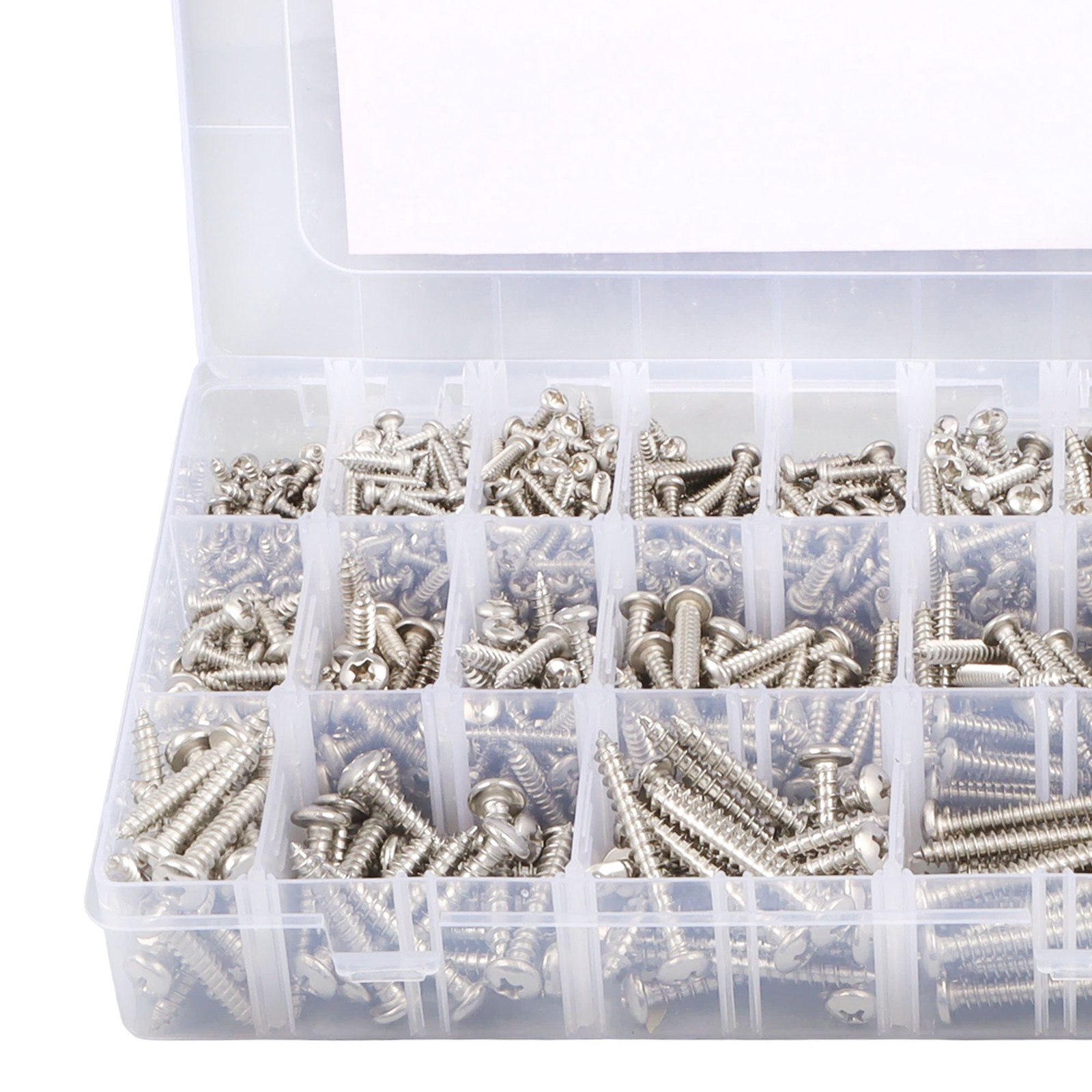 780 Pcs Pan Head Sheet Metal Screws Assortment Kit #4#6#8#10 Stainless