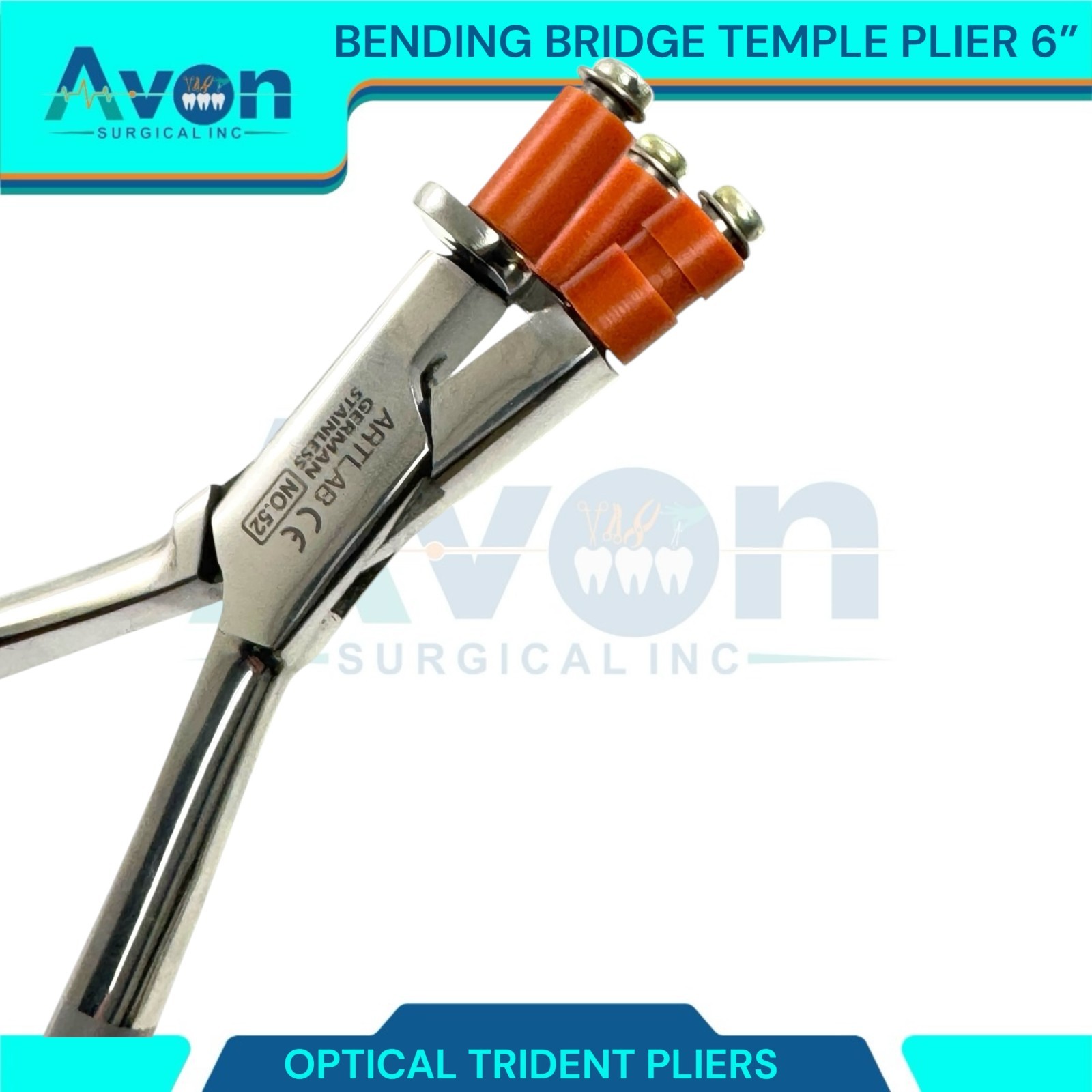 Non-Marring 3-Prong Optical Pliers 6″ – for Bending Frames, Temple, Bridge – 1pc