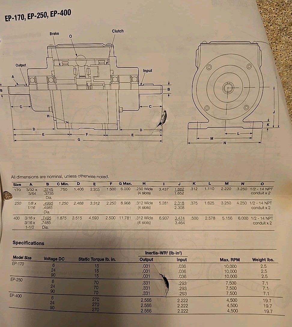 Warner Electric EP-400-90 Clutch Electro Pack