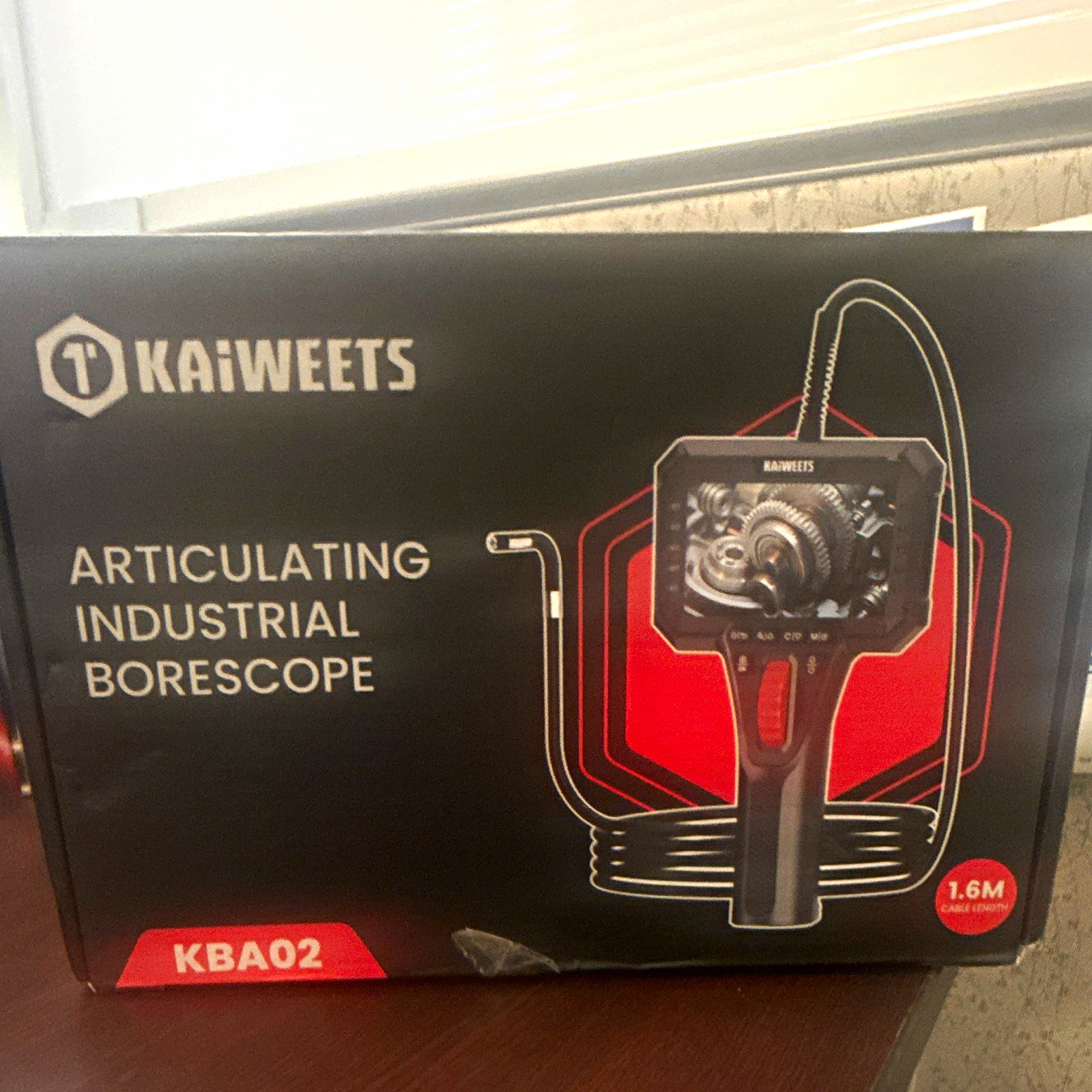 KAIWEETS KBA02 Articulating Industrial Borescope 1.6m 2.8mm LCD 720p 4X