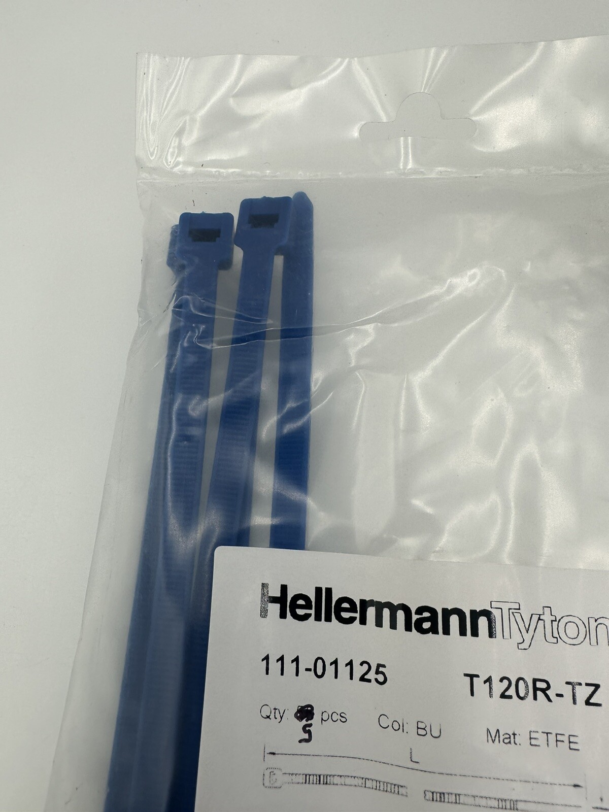 HellermannTyton 111-01125 HighTemp Cable Tie T120R-TZ Blue ETFE 15.2″ 5/PKG NEW