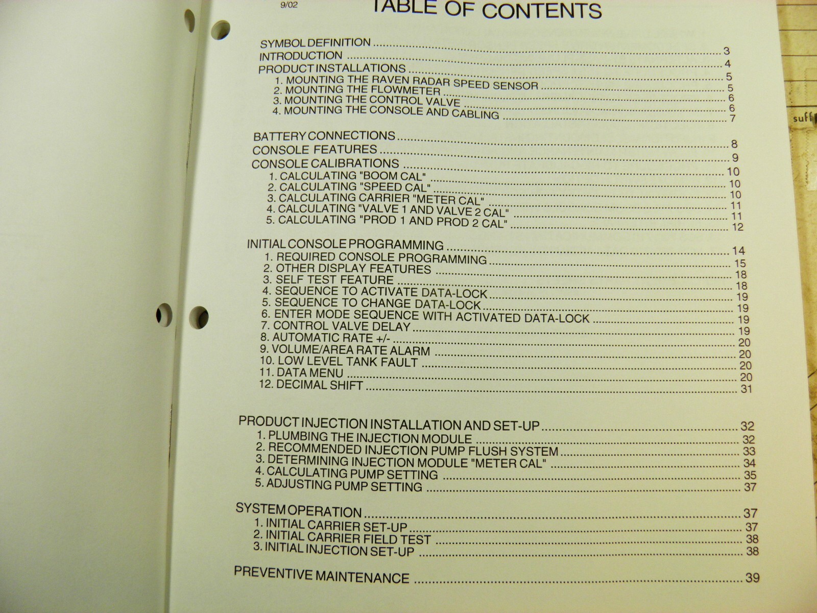 RAVEN SCS700 FLOW CONTROL INSTALLATION AND SERVICE MANUAL PARTS LIST