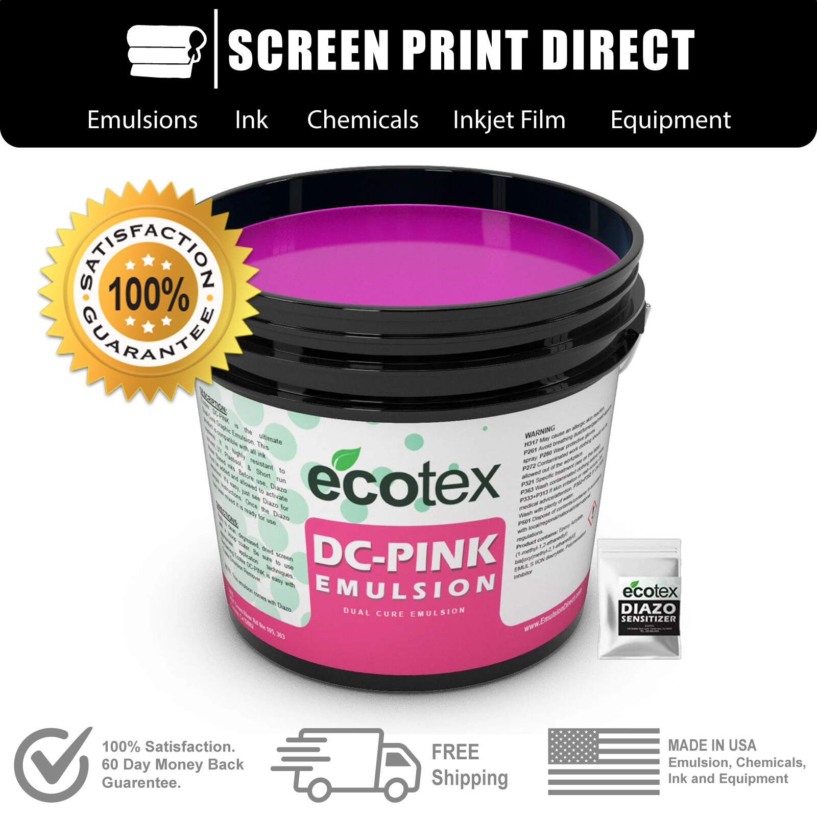 Ecotex® Dual Cure Pink Emulsion For Screen Printing – 1 Pint – 16 ounces