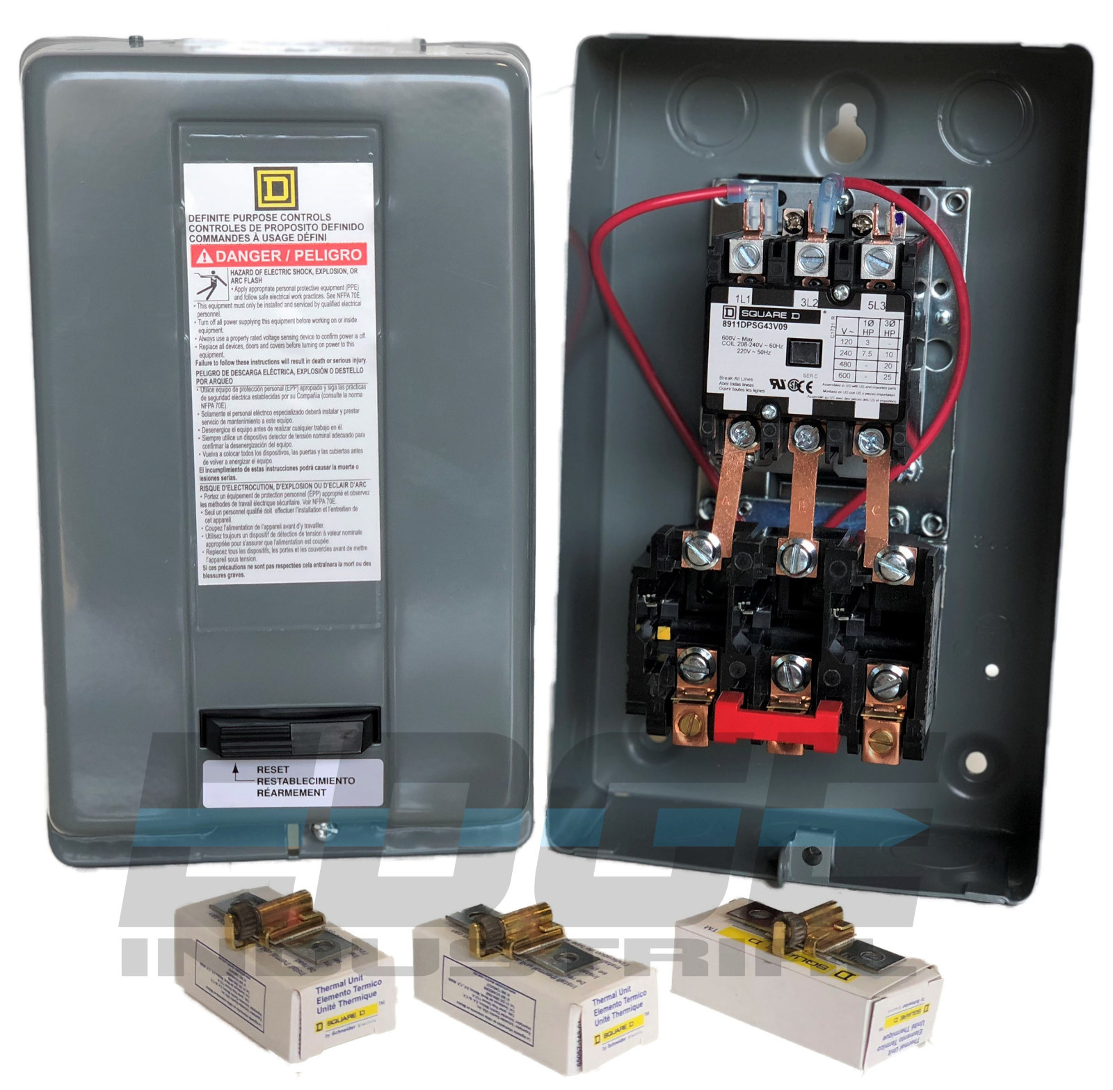 SQUARE D ELECTRIC MOTOR STARTER CONTROL 10HP 40A 3PH 208-230V 8911DPSG43V09
