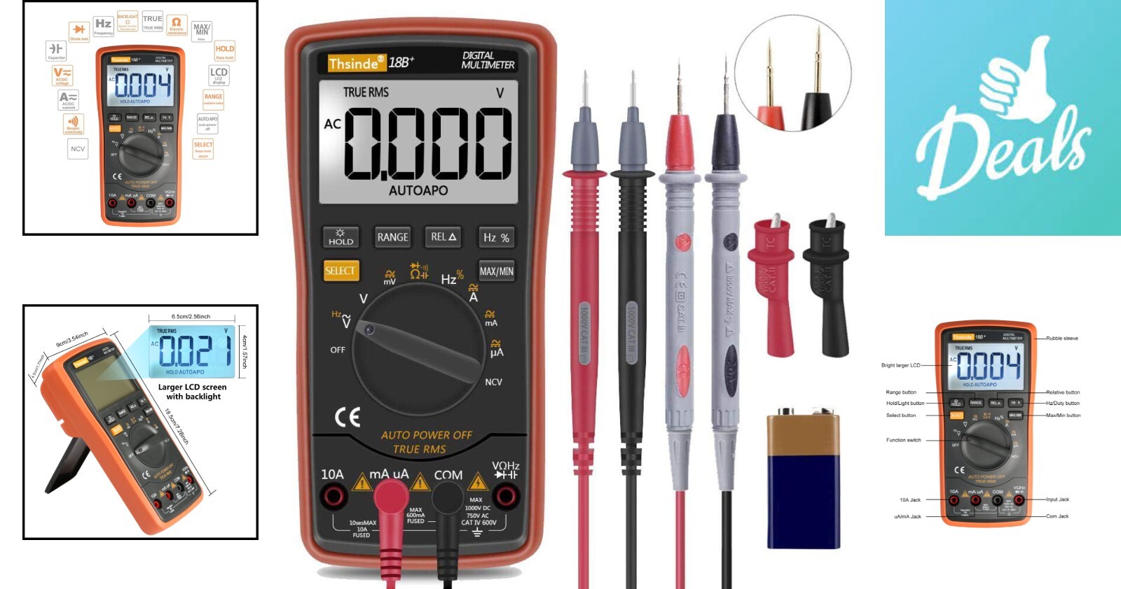 Auto Ranging Digital Multimeter – TRMS 6000 with Voltage Alert & Test Leads