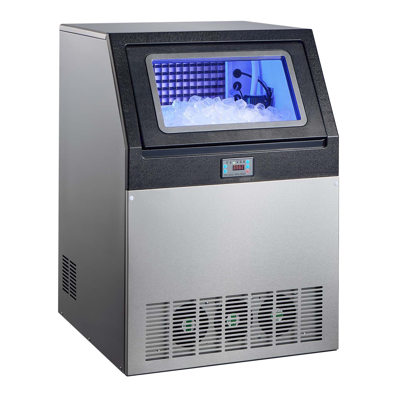 Uimoso 265lb/24h Commercial Ice Maker Stainless Ice Cube Machine W/85lbs Storage