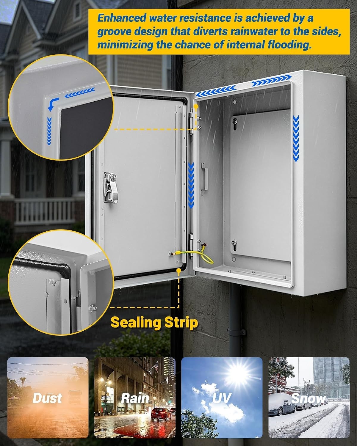 Secure 20x20x8» Junction Box with Lock | NEMA 4X Steel Design, Indoor/Outdoor