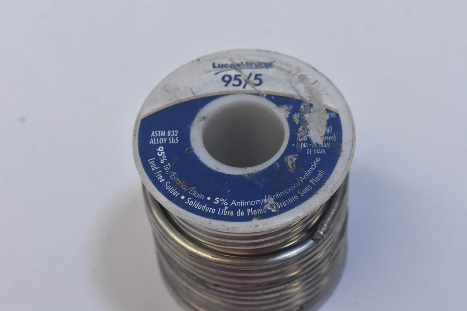 Lucas Milhaupt Wolverine Solder 95/5 1/8″ x 1lb Spool Tin/Antimony 57263