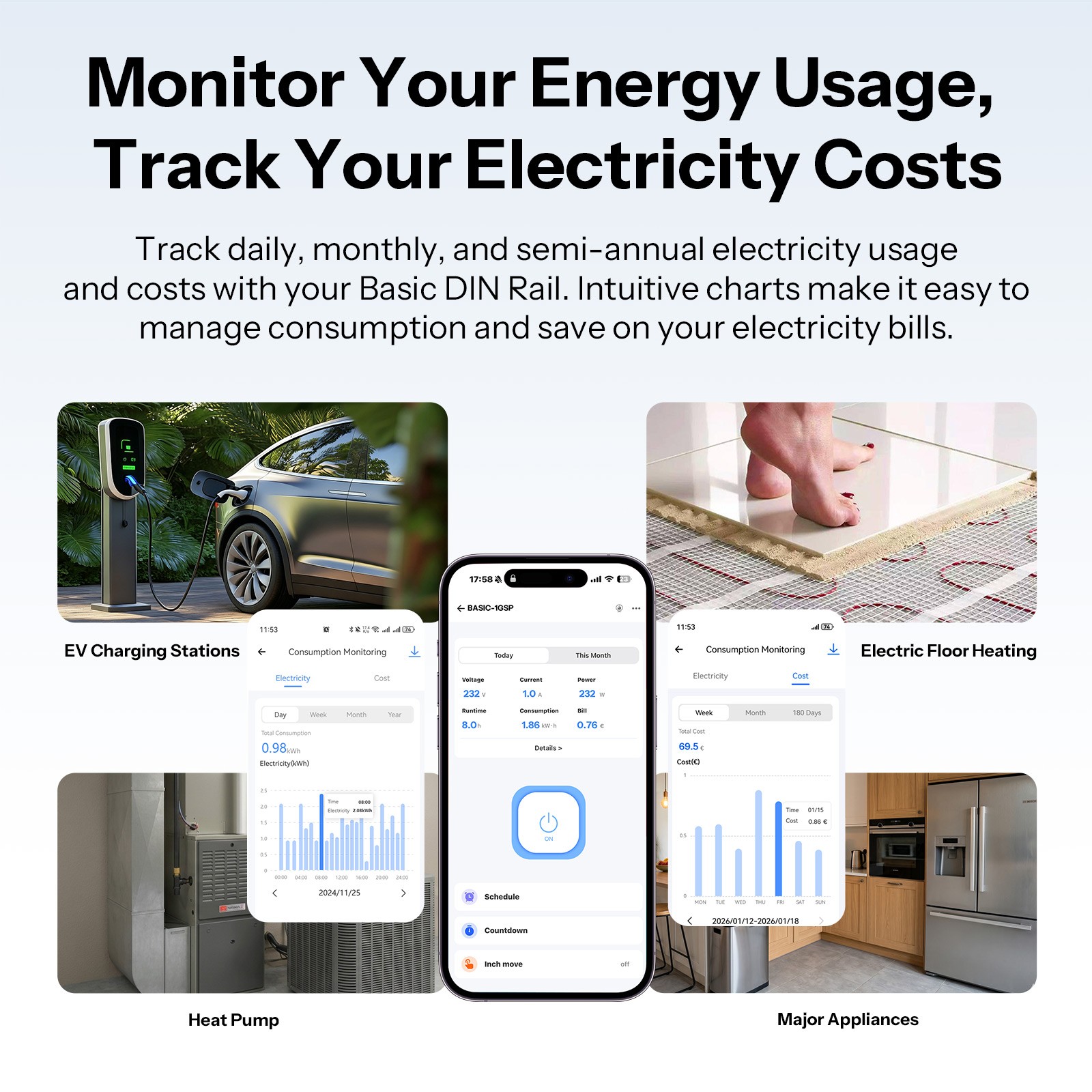 SONOFF Electric Meter 32A Smart Wi-Fi Switch Matter Over Din Rai Circuit Breaker