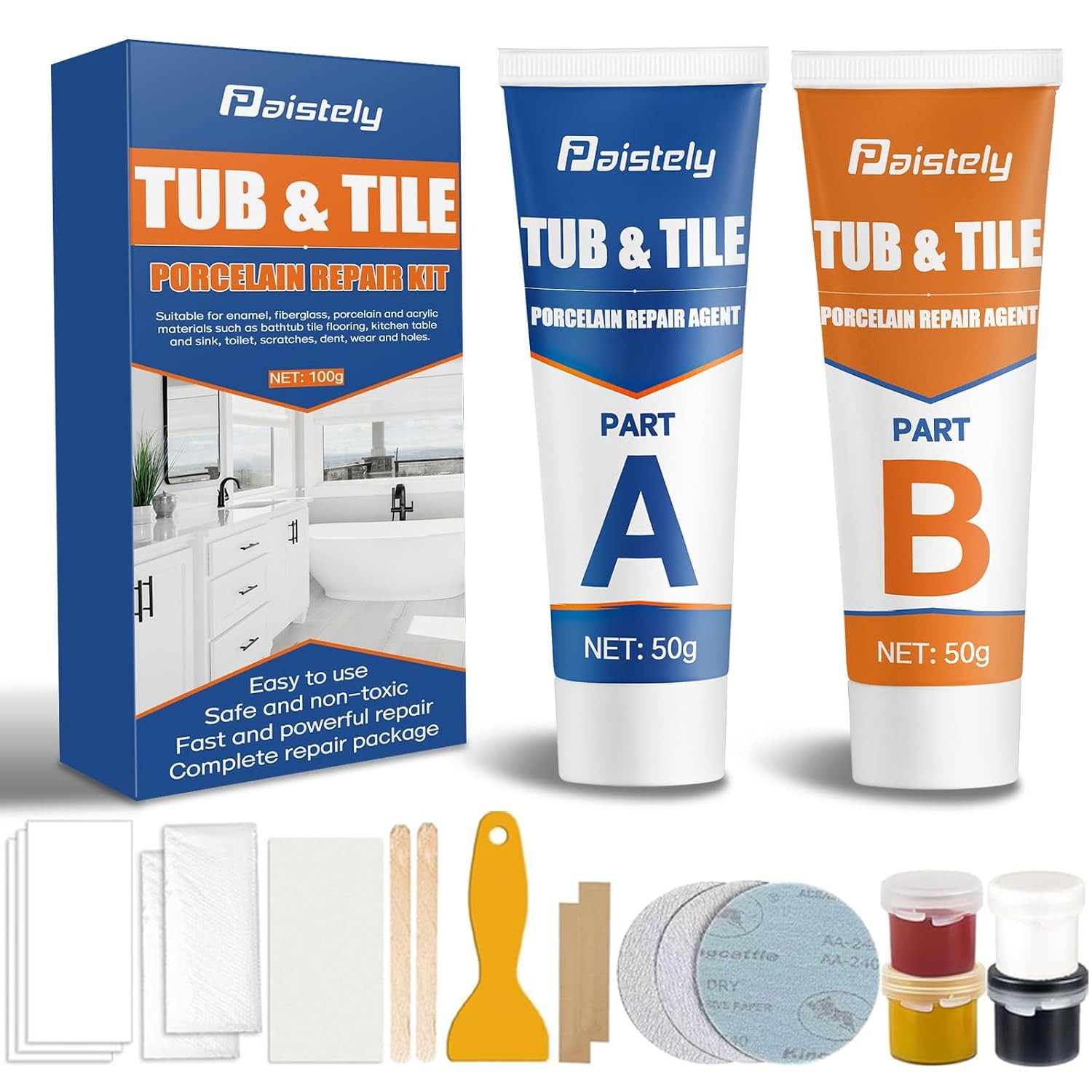 Porcelain Repair Kit, Waterproof Fiberglass Tub Repair Kits, Strong Tile Repair