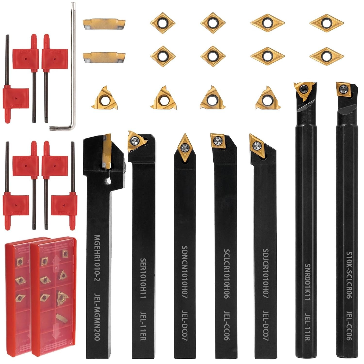 High-Quality 21-Pc Lathe Tool Kit: 40CR Steel Shanks & Inserts for Metal Cutting