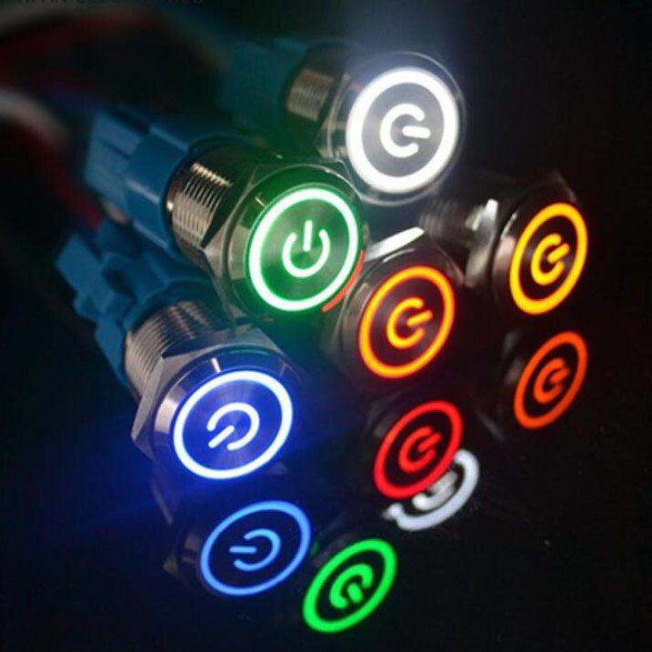 16mm 12V LED ON OFF Waterproof Stainless Steel Latching Push Button Power Switch