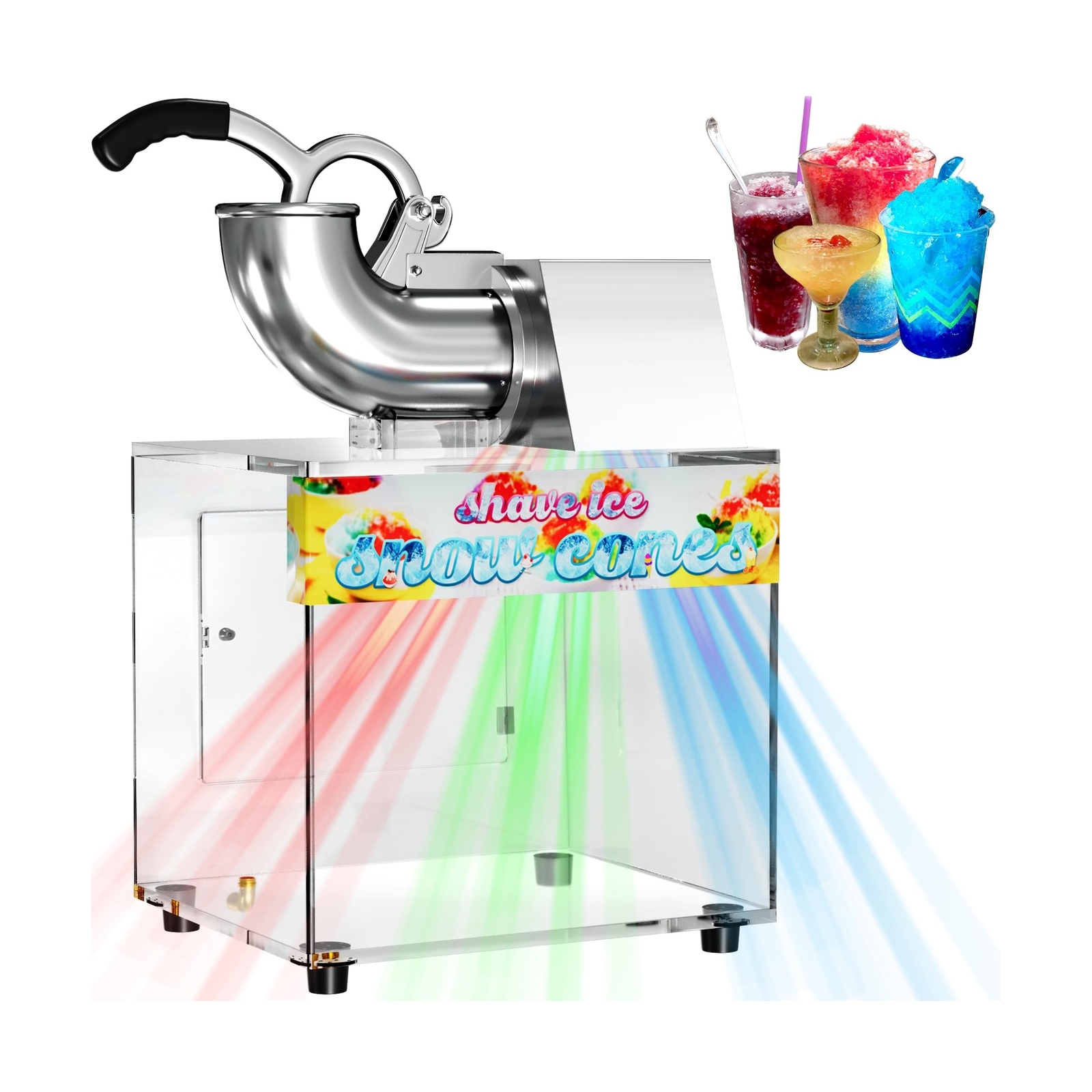 48L Snow Cone Machine, 500LB/H Commercial Shaved Ice Machine for Snow Cones, …