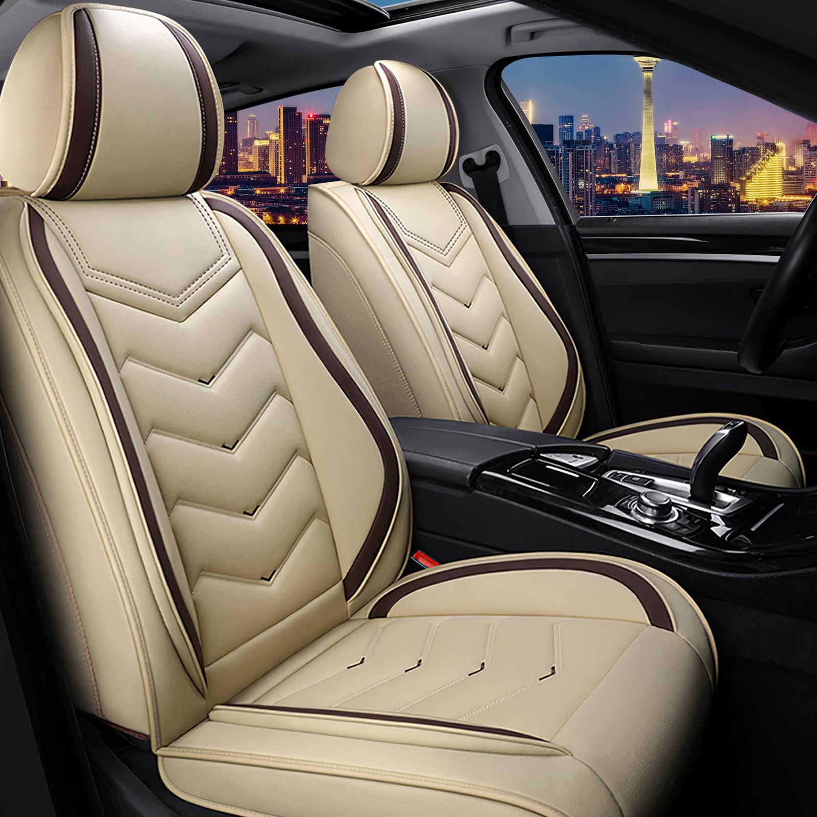 Car Seat Covers for Jeep Patriot 2007-2017 Nappa Leather Sport Set 2 Seats Beige