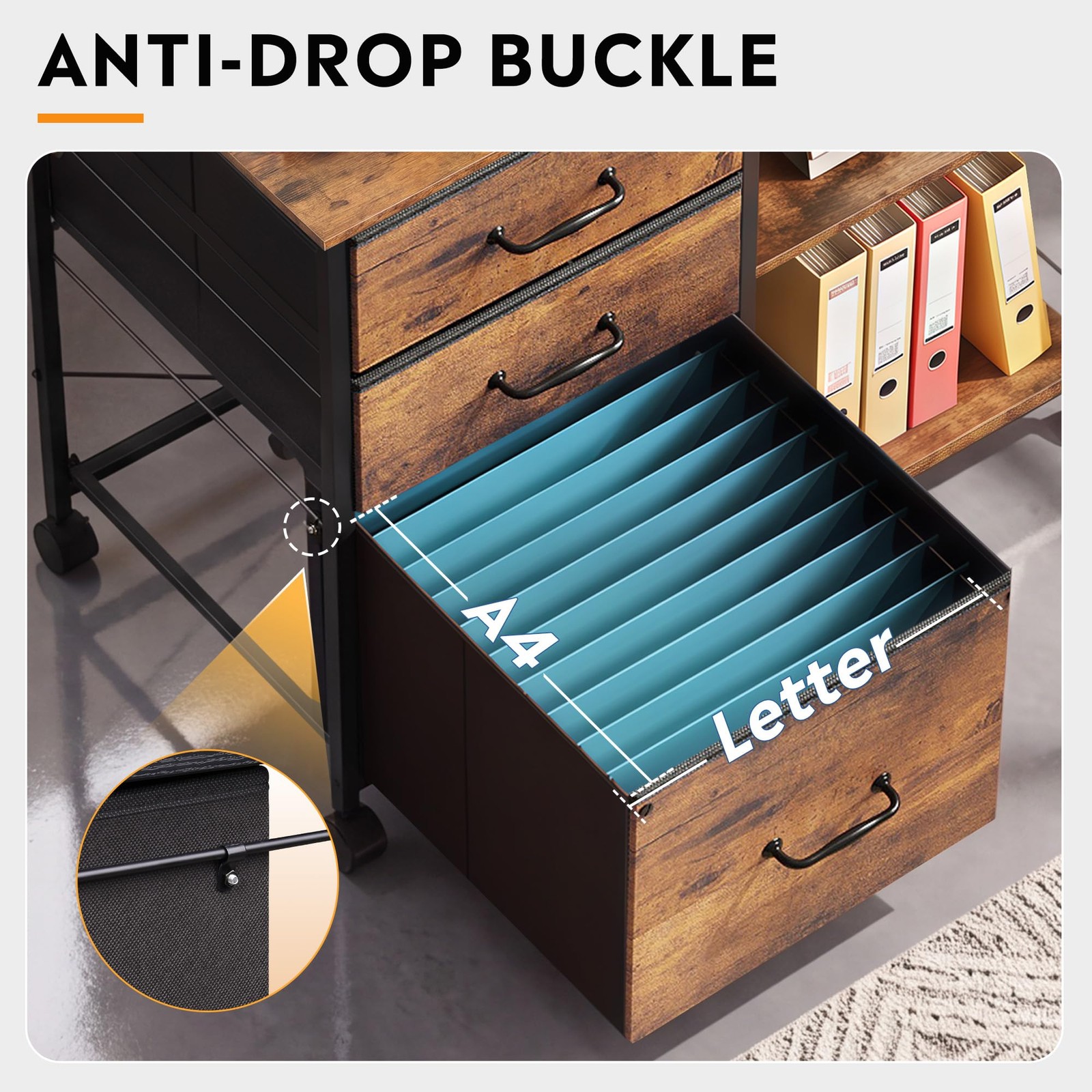3 Drawer Mobile File Cabinet with Open Storage Shelf