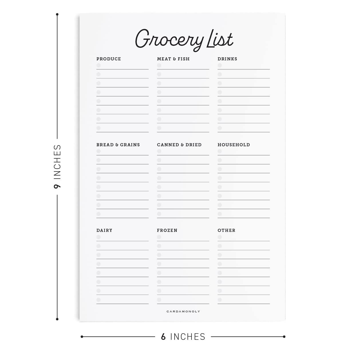 Grocery List Notepad – 6 x 9 Inches – 50 Tear Off Sheets – Minimalist Black a…