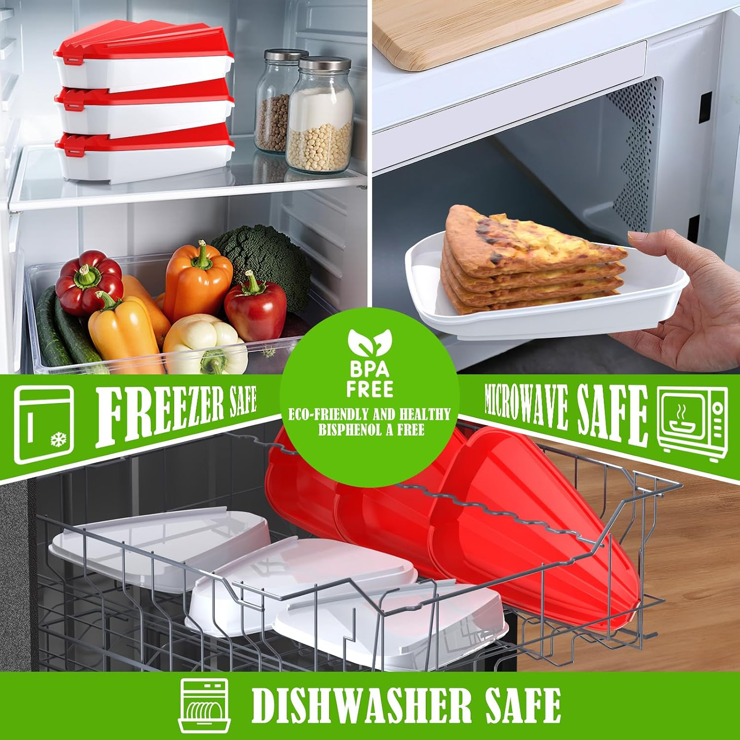 Expandable Pizza Storage Container Set with Lids for Leftovers and Organization