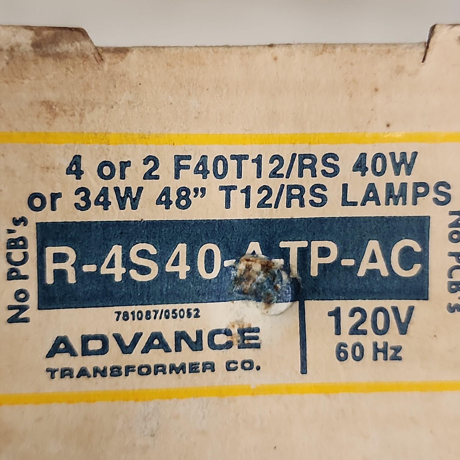 Advance R-4S40-A-TP-AC R4S40ATPAC Type HL Class P Rapid Start Ballast 120V 60HZ