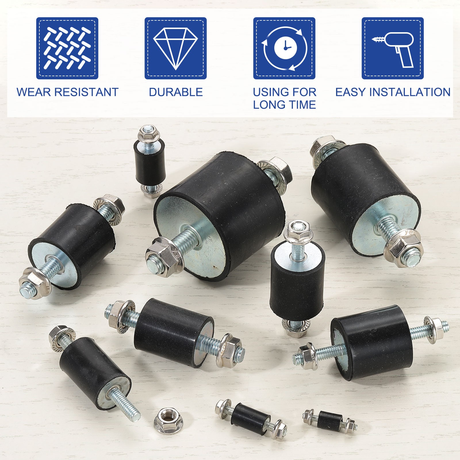 M10-50x30mm Rubber Isolator Mounts Vibration Studs Shock Absorber 2Pcs, (84mm)