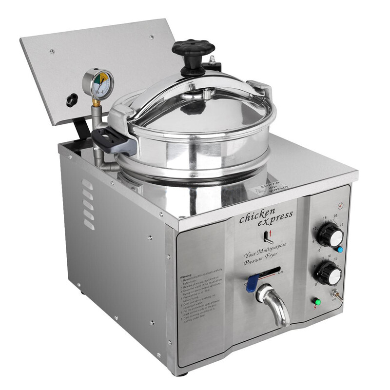 16L Electric Countertop Pressure Fryer, 110V Commercial Deep Fryer with Timer