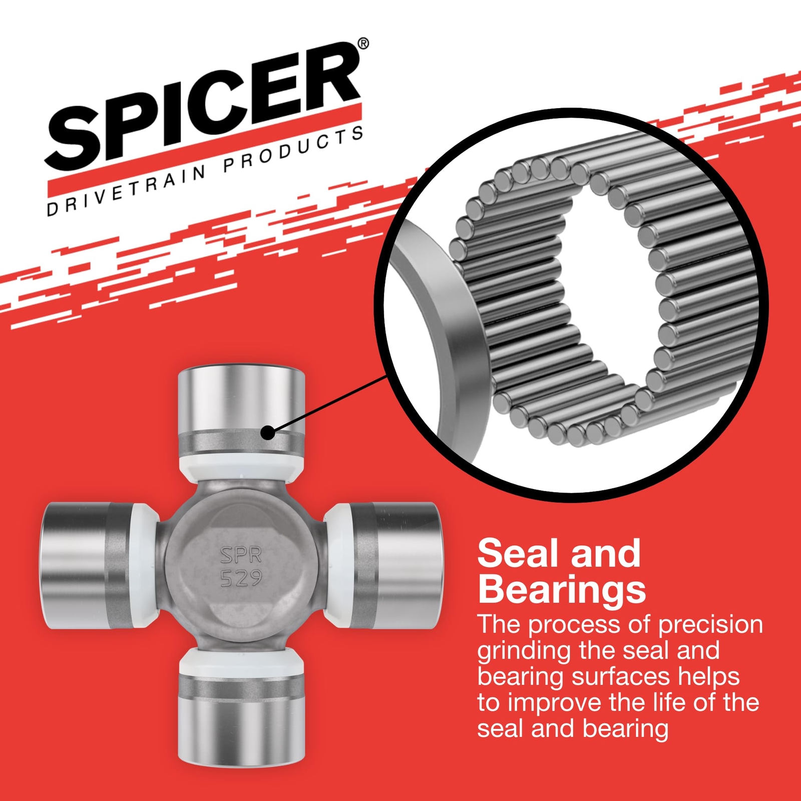 Spicer 1310WJ Non Greaseable Axle Shaft U Joint with Snap Rings 1188 Inch Cap