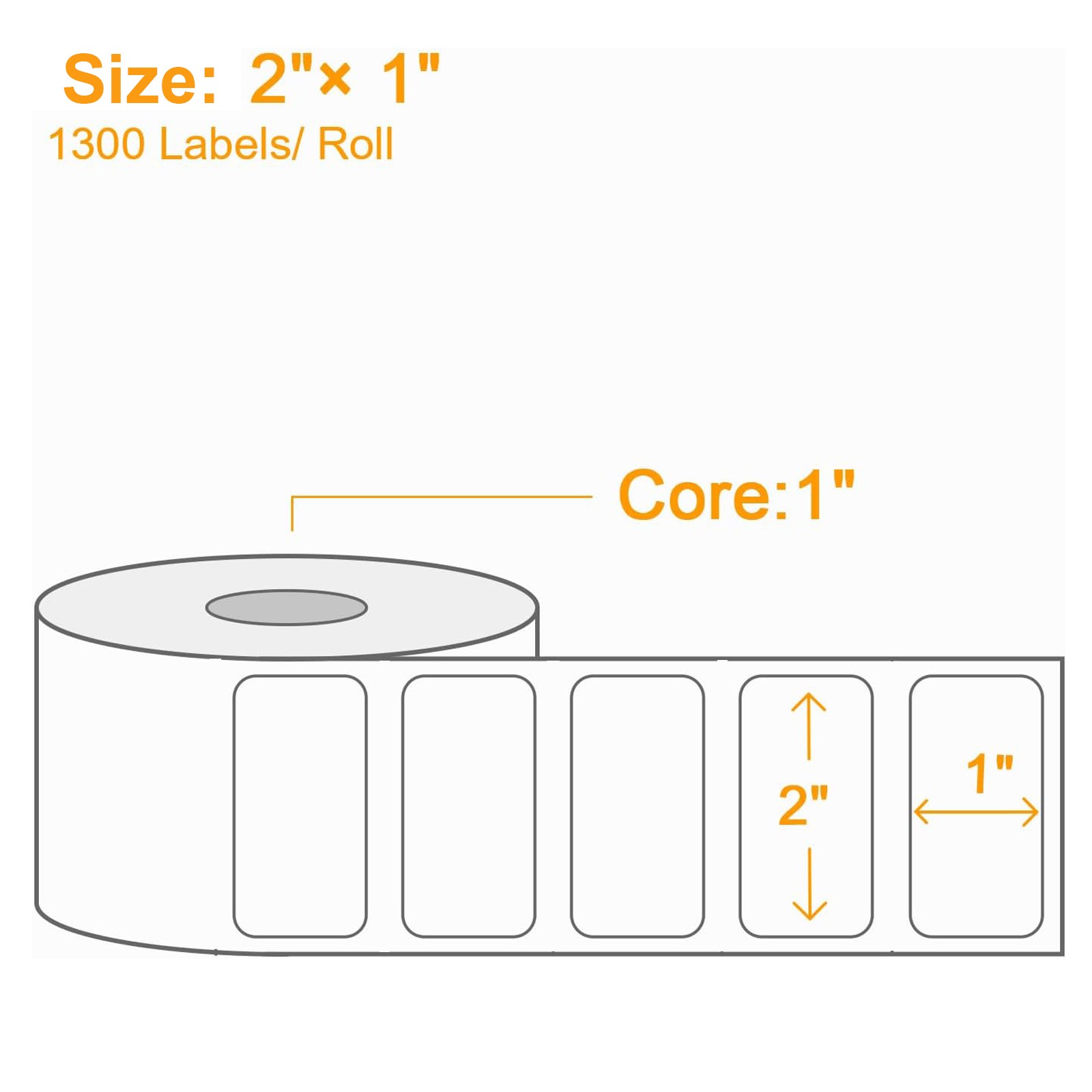 2″ x 1″ Direct Thermal Labels Barcode Adhesive Sticker for Rollo&Zebra 1300/Roll