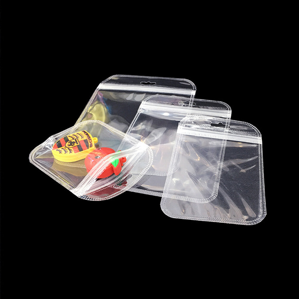 200 Clear Reclosable Plastic Poly Bags Zip Seal with Hang Hole 2.36 MIL