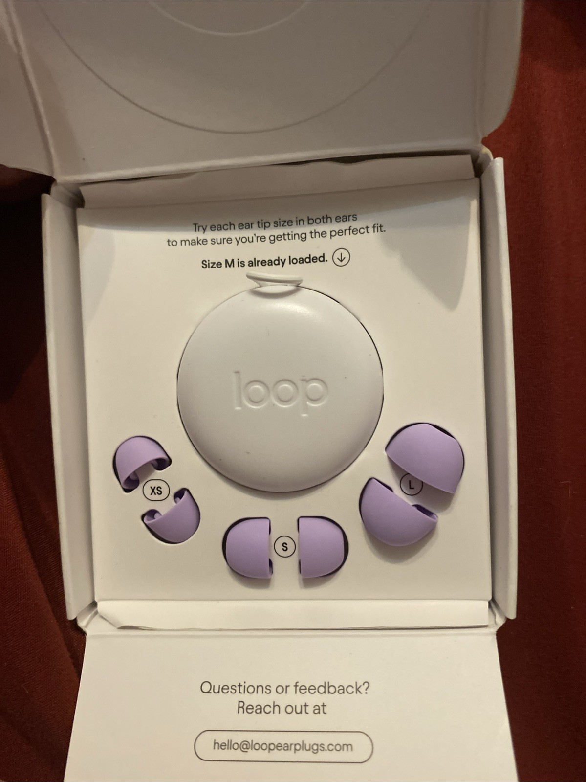 Loop Quiet 2 Earplugs for Noise Reduction Violet Open box