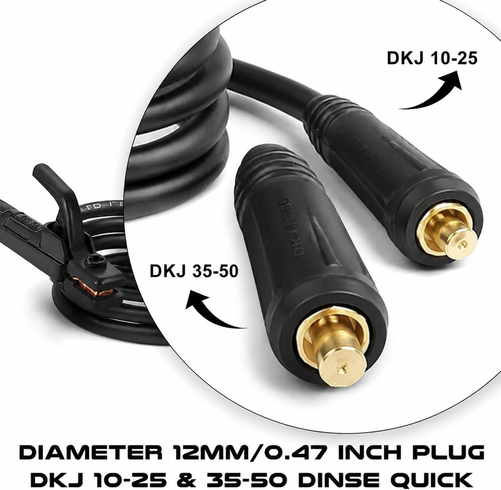 Electrode Holder Set with Cable and Ground Clamp for Stick Welding, 300A Copper