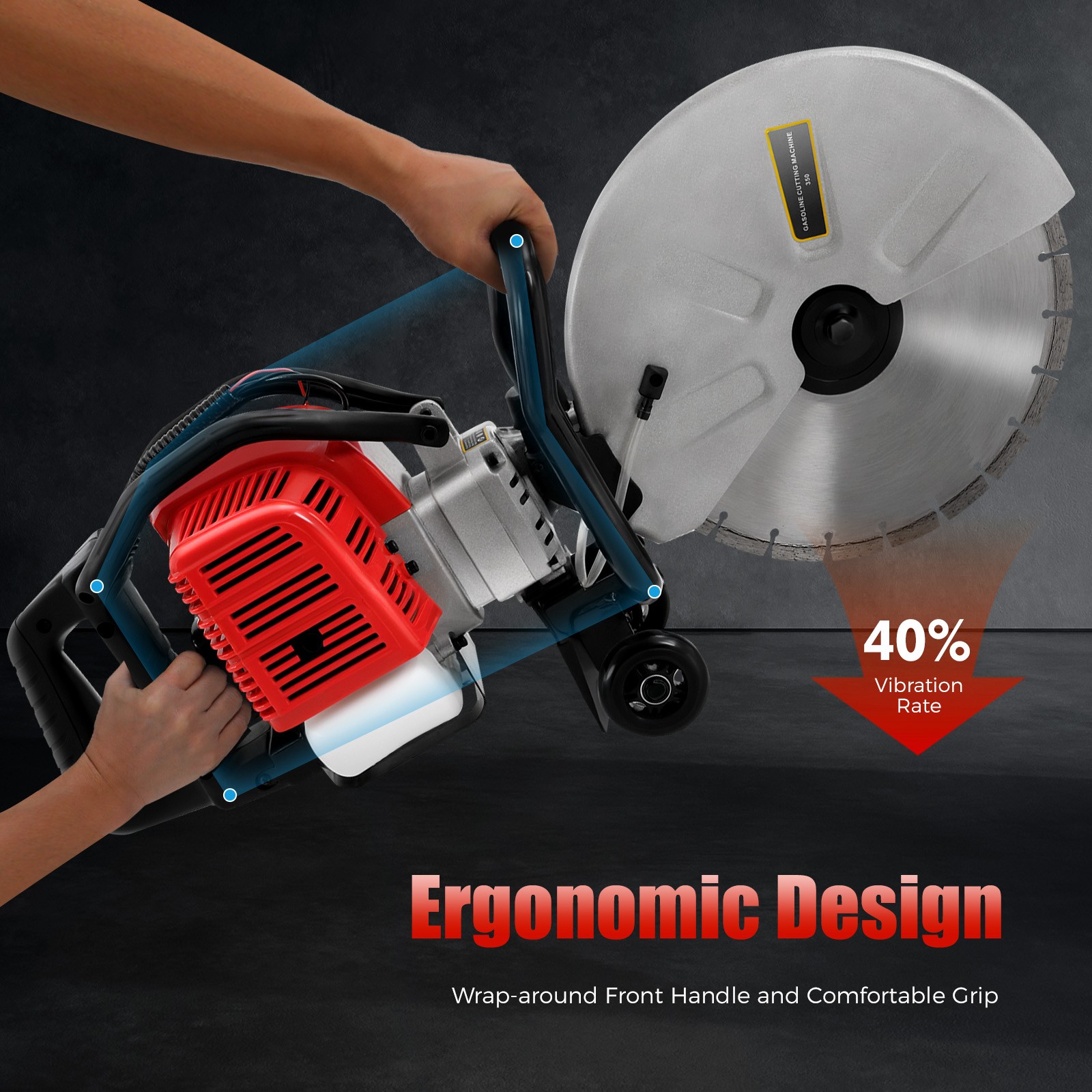 Gas Concrete Cut off Saw 2 Stroke 52 CC Cement Masonry Wet Dry Saw Cutter+Blade