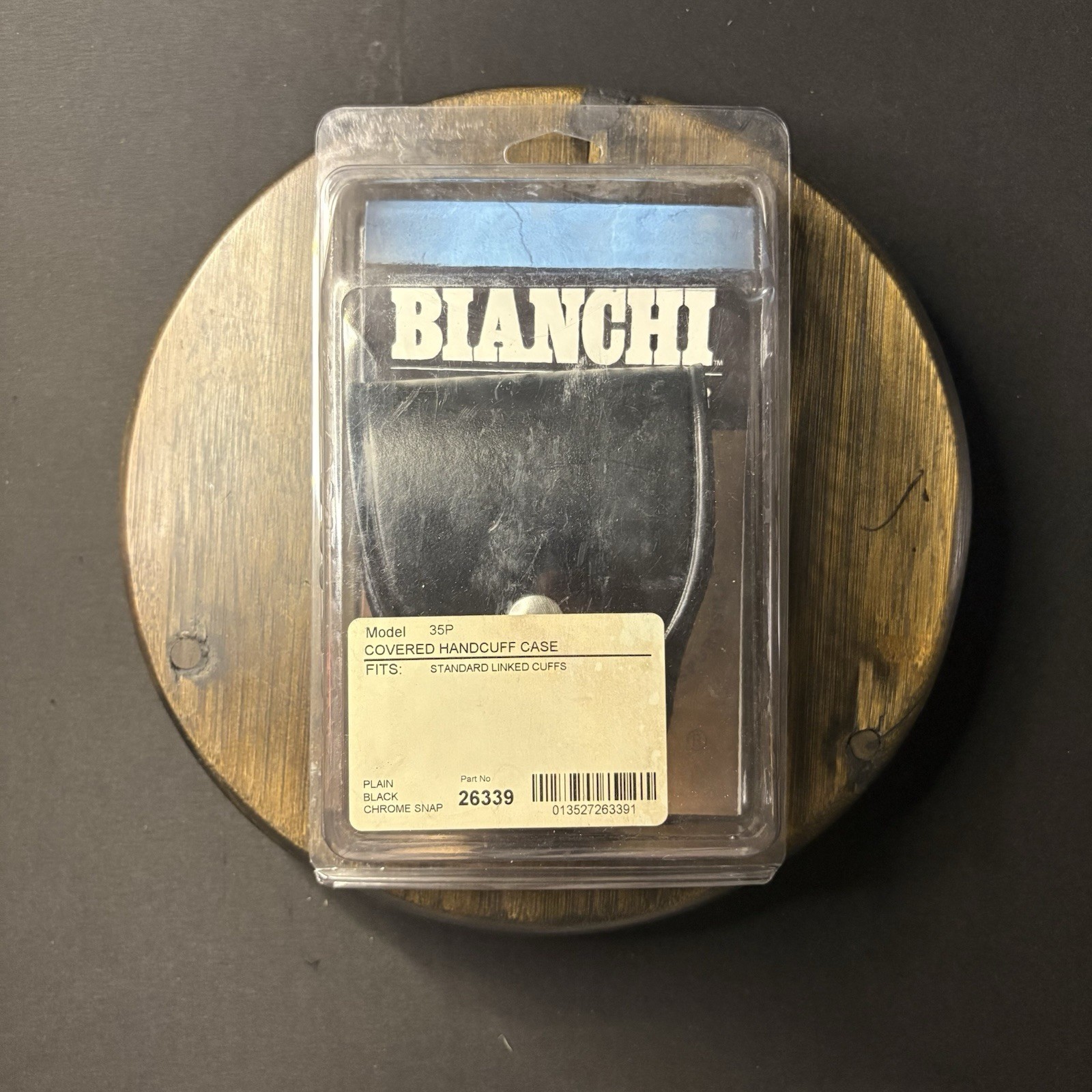 Bianchi Linked Handcuff Case 2.25″ Loop Plain Black Leather #35P Chrome Snap