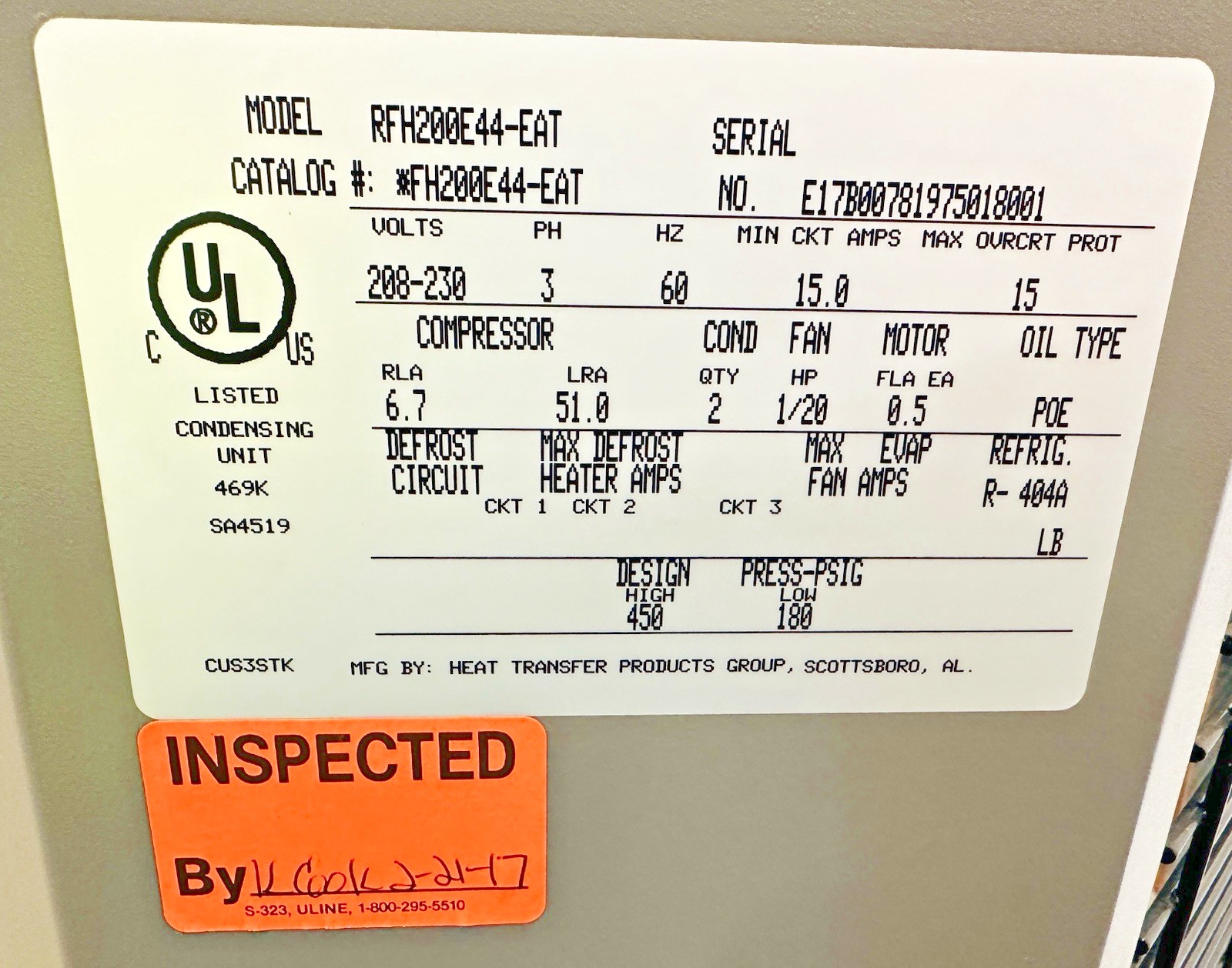 New Russell RFH200E44-EAT 2 HP Outdoor Condenser Unit 208-230 V 3 PH Shipped USA