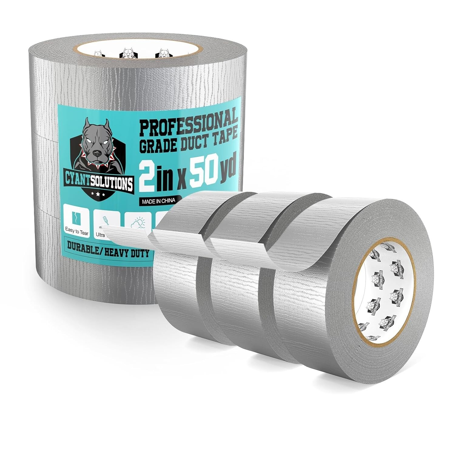 3x Gray Duct Tapes Heavy Duty, 2 Inches x 150 Yards Total, Waterproof Outdoor