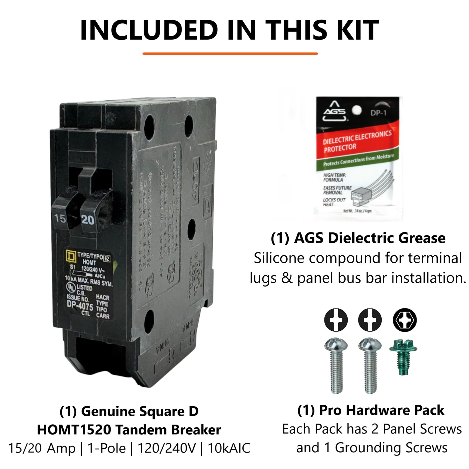 Genuine Square D HOMT1520 Tandem Circuit Breaker Kit (1 Pack), 15/20 Amp (15A…