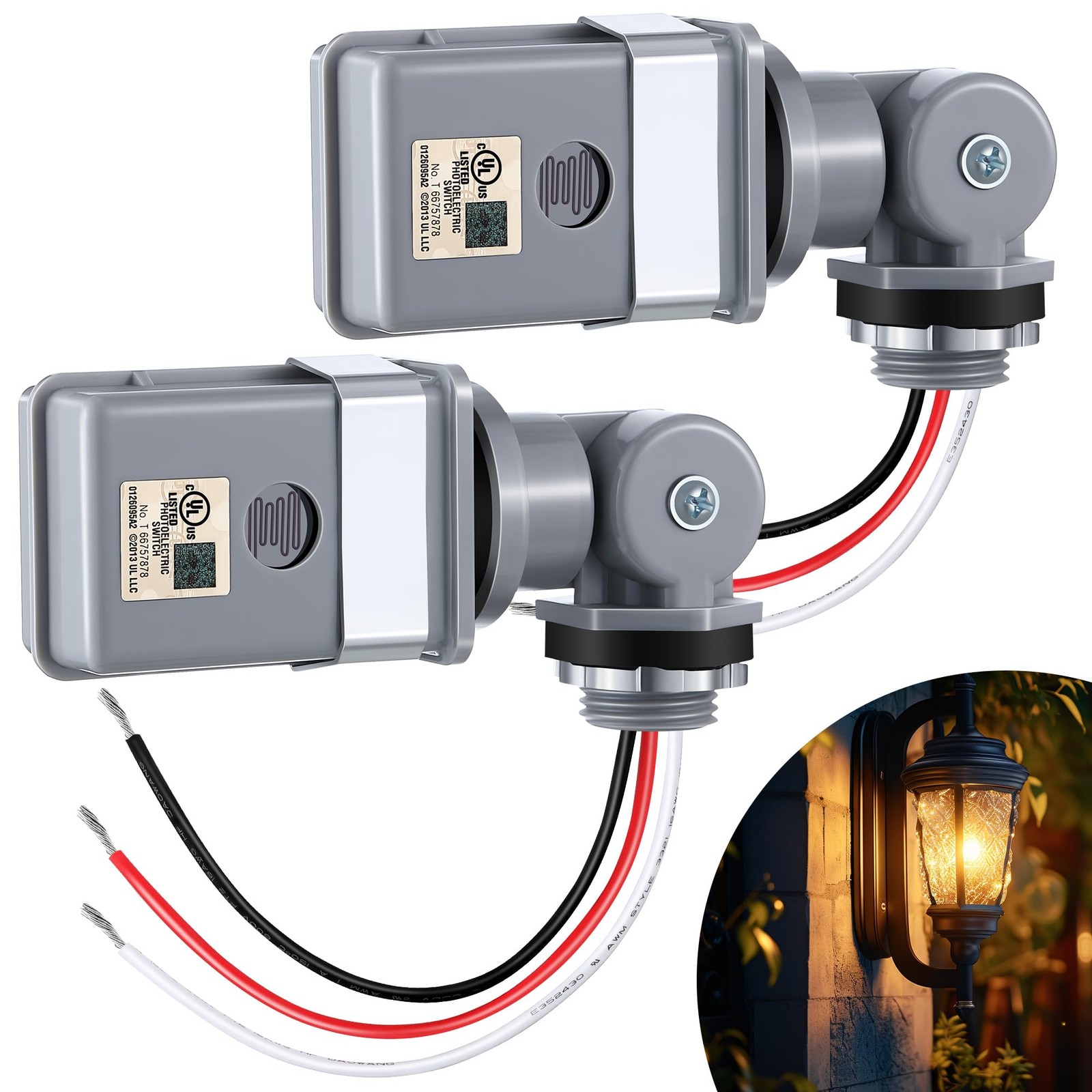 Photocell Sensor For Outdoor Lights 120VAC 120V Swivel Mount IP54 2PK