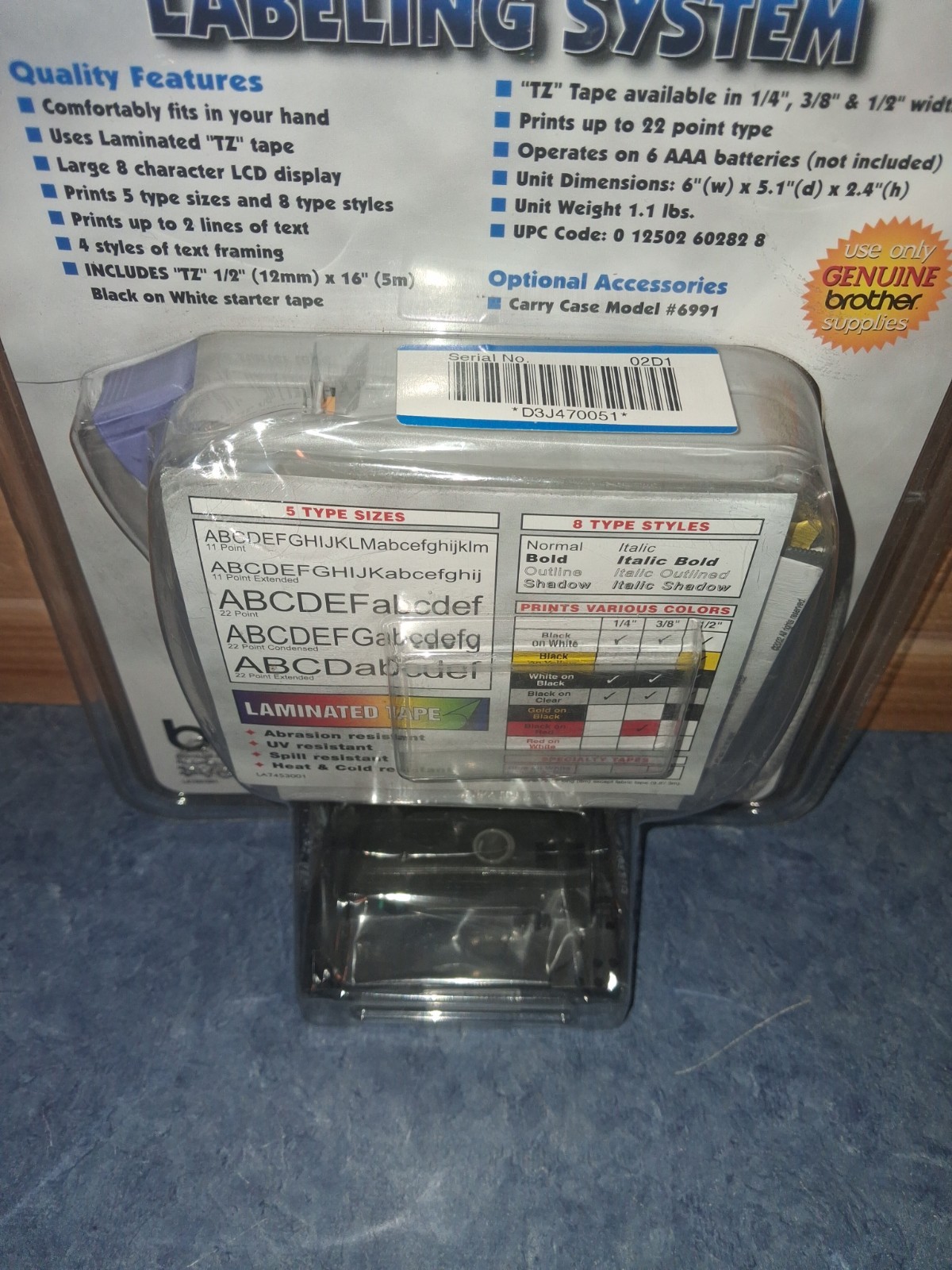 Brother Model PT-1180 P-Touch Electronic Labeling System Laminated-New/Sealed!!!