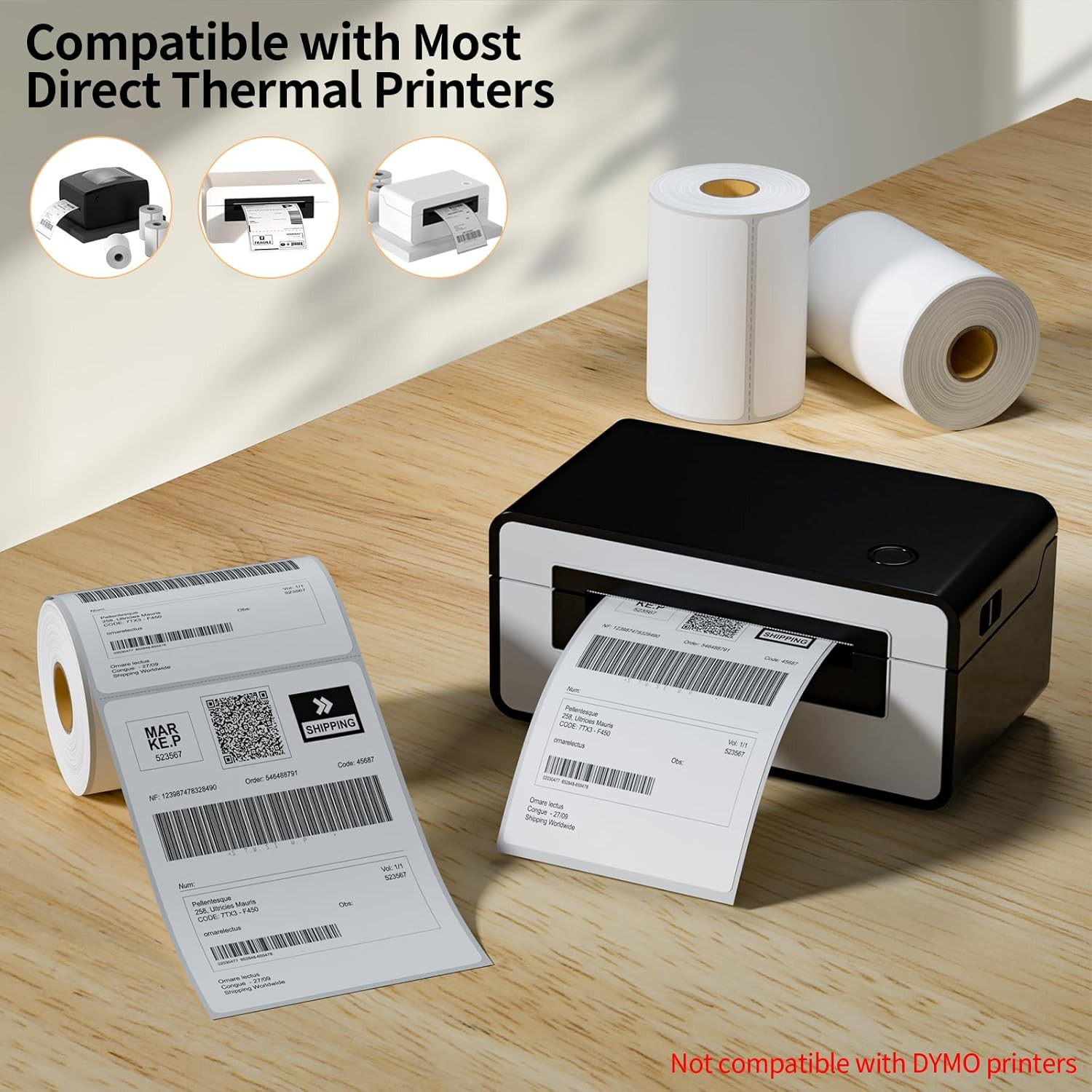 2 Rolls 4″ X 6″ Direct Thermal Printer Label, 250 Labels/Roll, Total 500 Thermal