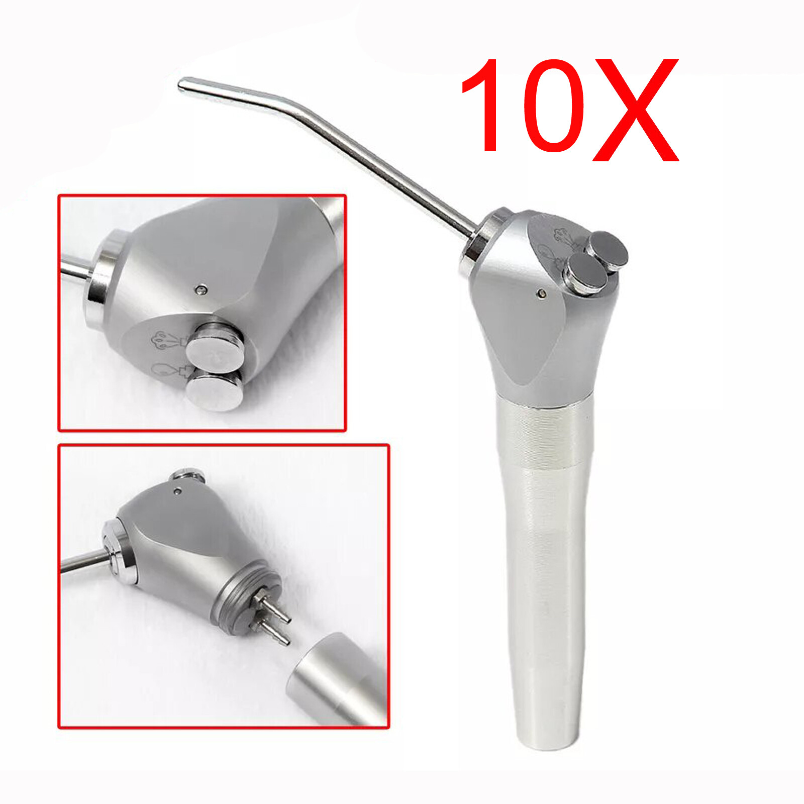 Dental Air Water Spray Triple Syringe 3 Way Handpiece w/ 2 Nozzles Tips Tubes