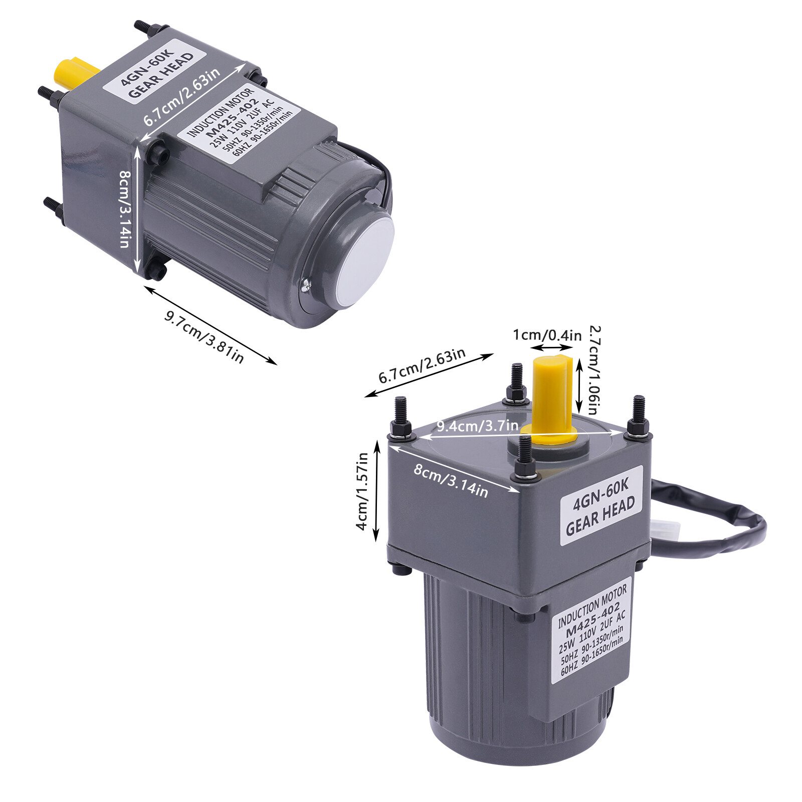 AC110V Gear Motor Electric Motor 25W Variable Speed Controller 90-1350r/min 1:60