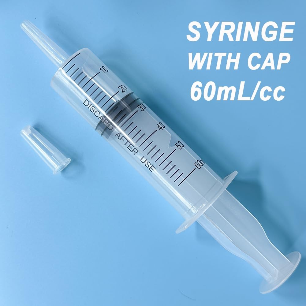 4 Pack 60mL Large Syringe for Liquid with Tip Cap, Plastic Syringes…