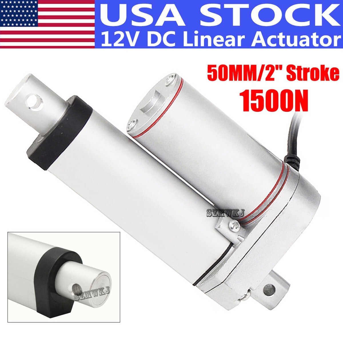 Stroke 50mm 1500N 12V Heavy Duty Electric Linear Actuator 330 Pound Putter Motor
