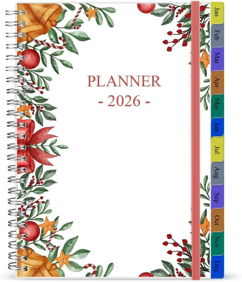 2026 Flexible & Compact Weekly Monthly Planner with 12 Tabs & Inner Pocket