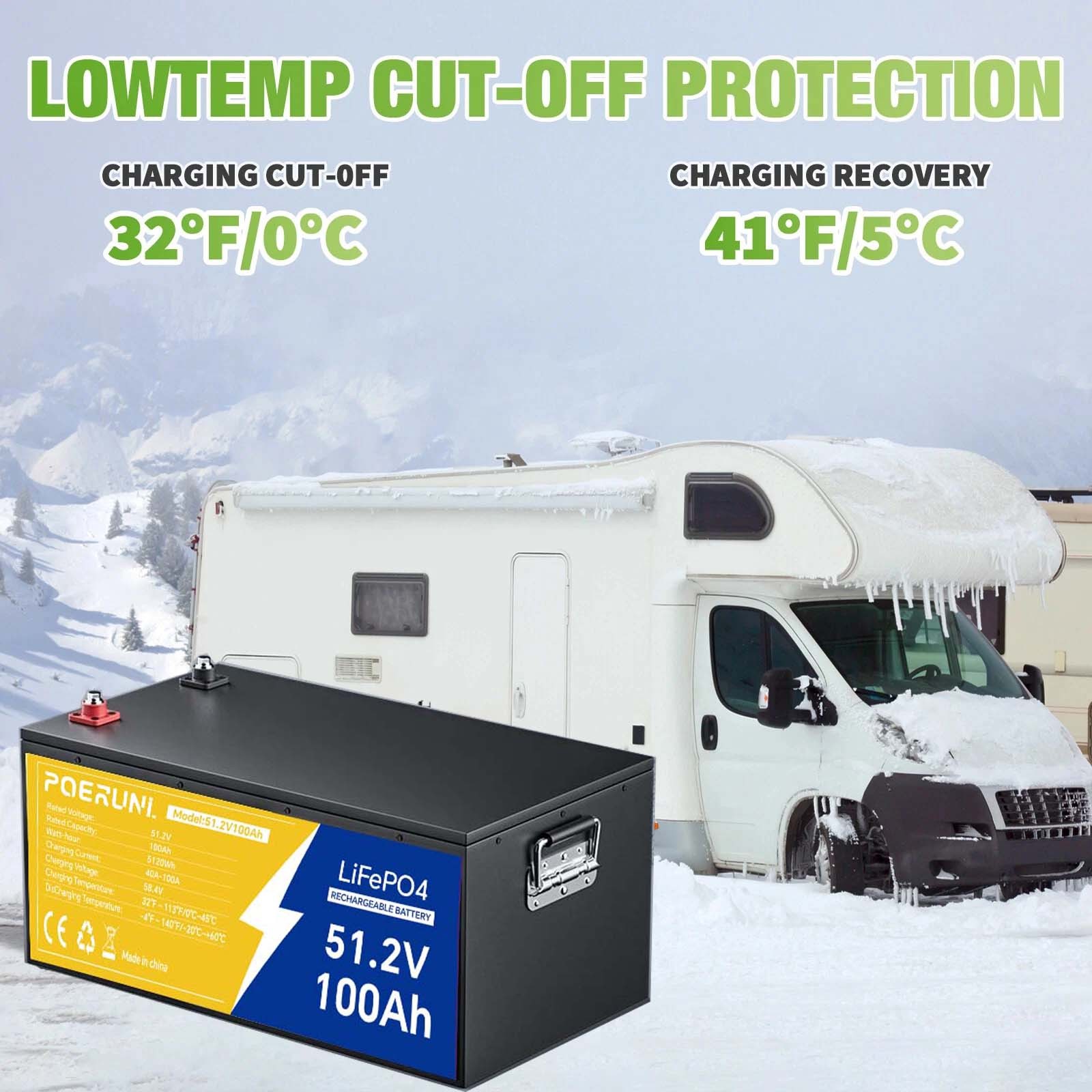 POERUNI 48V 100AH LiFePO4 Lithium Battery with 20A Charger Metal Case Golf Cart