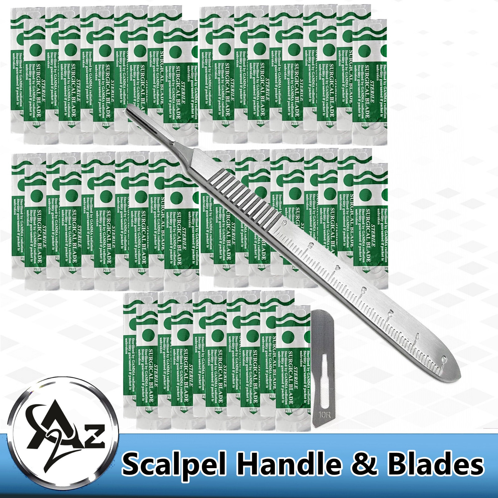Dermaplaning #10R Sterile Surgical Scalpel Blades – 50 Pk Dermaplane Handle No 3